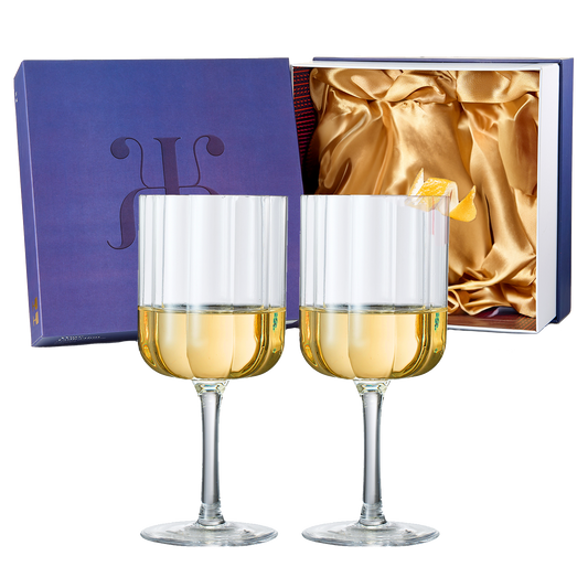 Flower Vintage Wine Glassware - Set of 2-13 oz Colorful Cocktail, Martini & Champagne Glasses, Prosecco, Mimosa Glasses Set, Cocktail Glass Set, Bar Glassware Luster Glasses 7" X 3" (Clear) - Loft&Timber