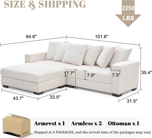 Spacious L Shaped Modular Sectional Sofa for Comfort - Loft&Timber