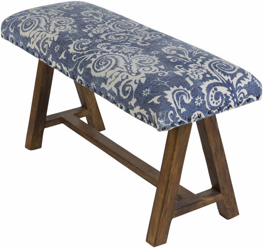 Spearman Blue Floral Wooden Bench - Loft&Timber