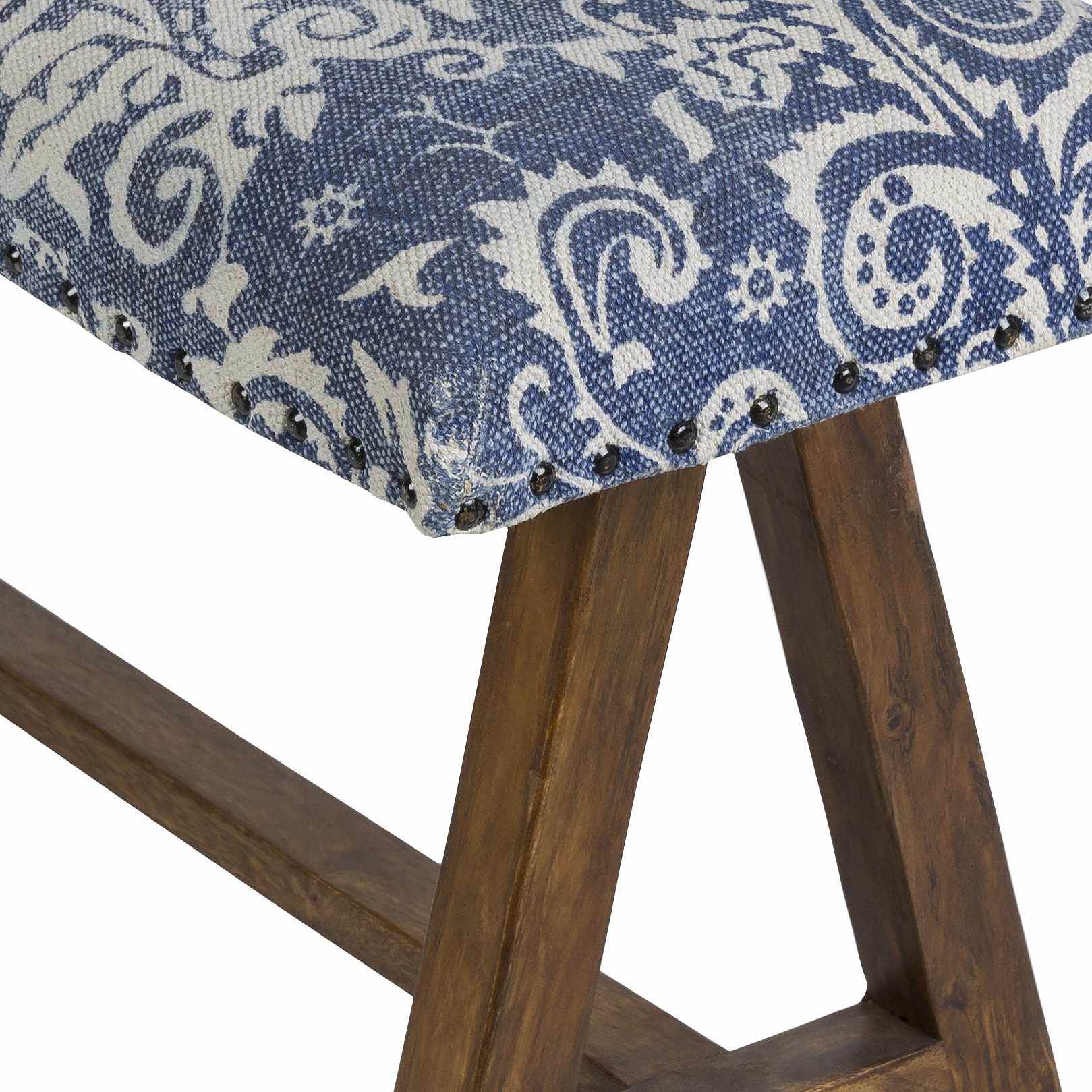 Spearman Blue Floral Wooden Bench - Loft&Timber