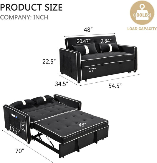 Stylish 3 in 1 Convertible Sofa Bed for Relaxation - Loft&Timber