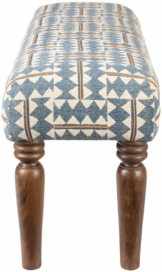 Thallwitz Blue Geometric Upholstered Bench - Loft&Timber
