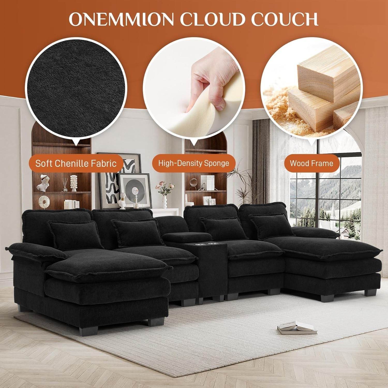 U Shaped Cloud Sectional Sofa - Loft&Timber