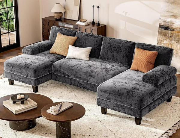 U Shaped Sectional Sofa with Double Chaise Lounge-0