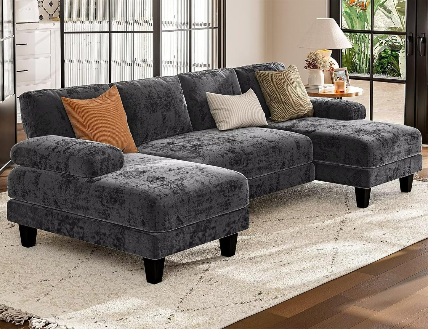 U Shaped Sectional Sofa with Double Chaise Lounge-3