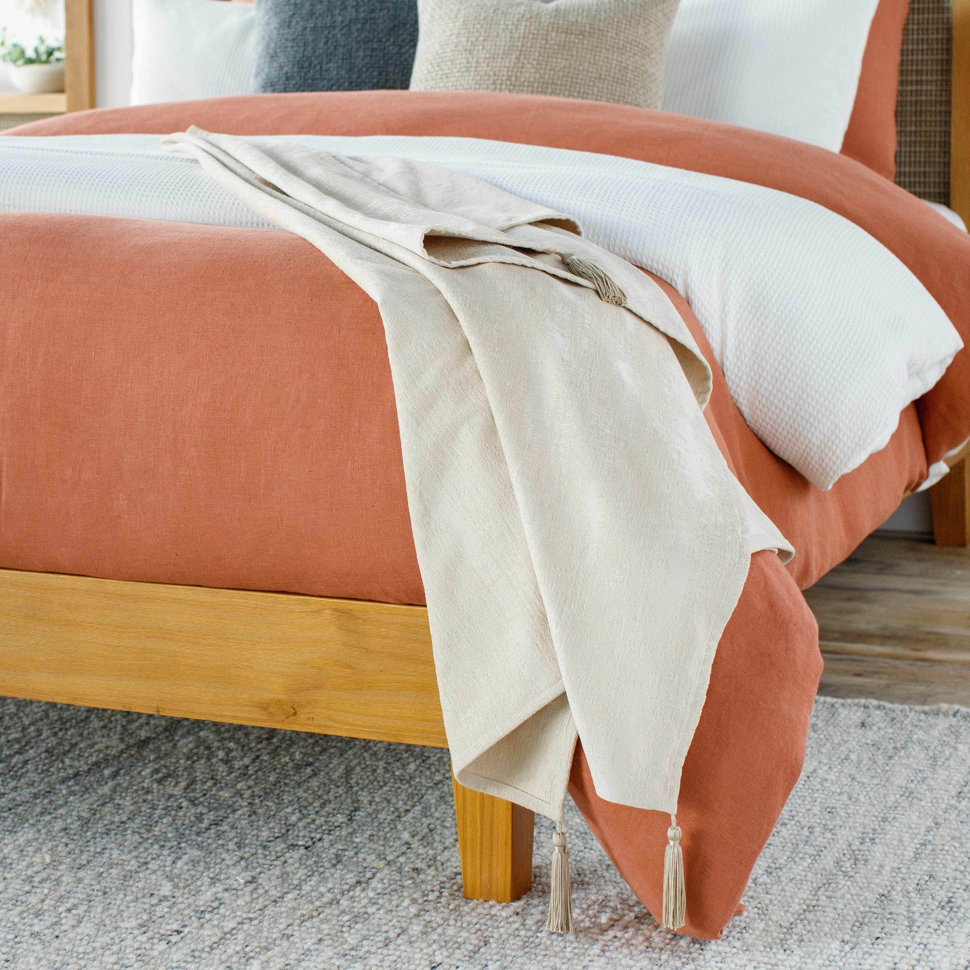 Beige Cotton Throw Blanket - Loft&Timber
