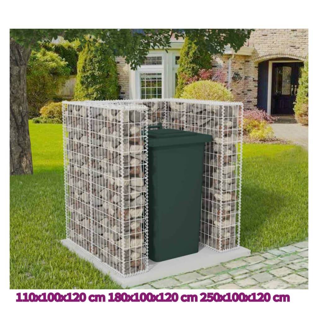 vidaXL Garbage Can Storage Trash Can Enclosure Galvanized Steel Wire Mesh - Loft&Timber