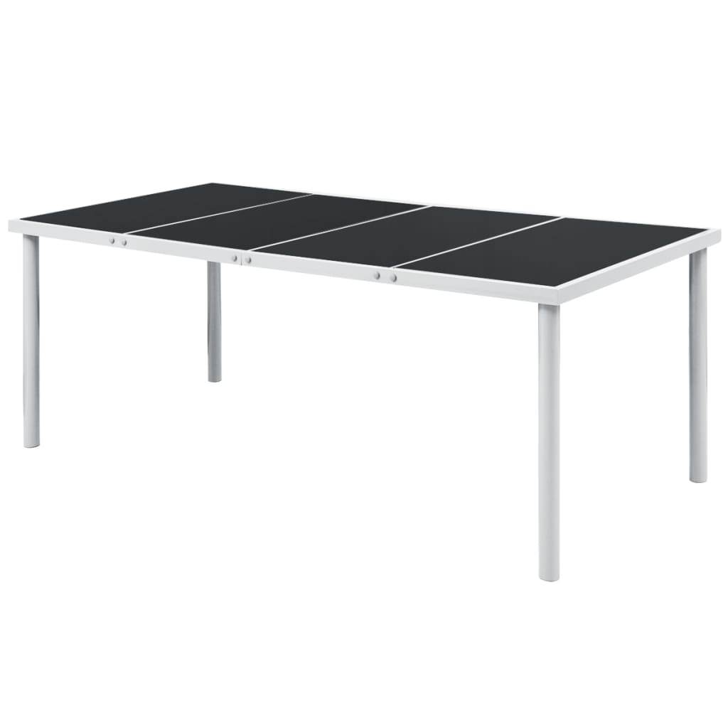 vidaXL Outdoor Dining Table Patio Table with Glass Top Garden Furniture Steel - Loft&Timber