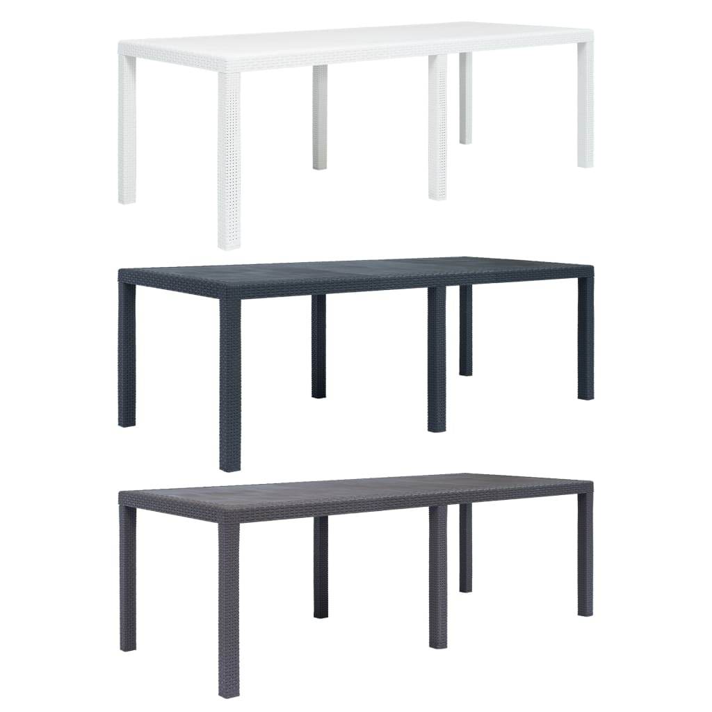 vidaXL Patio Table Garden Outdoor Porch Dining Table with Rattan Look Plastic - Loft&Timber