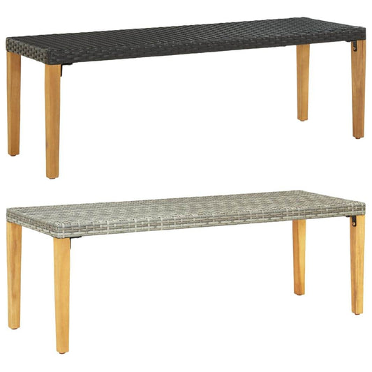 vidaXL Outdoor Patio Bench Garden Outdoor Bench with Wooden Frame Poly Rattan - Loft&Timber