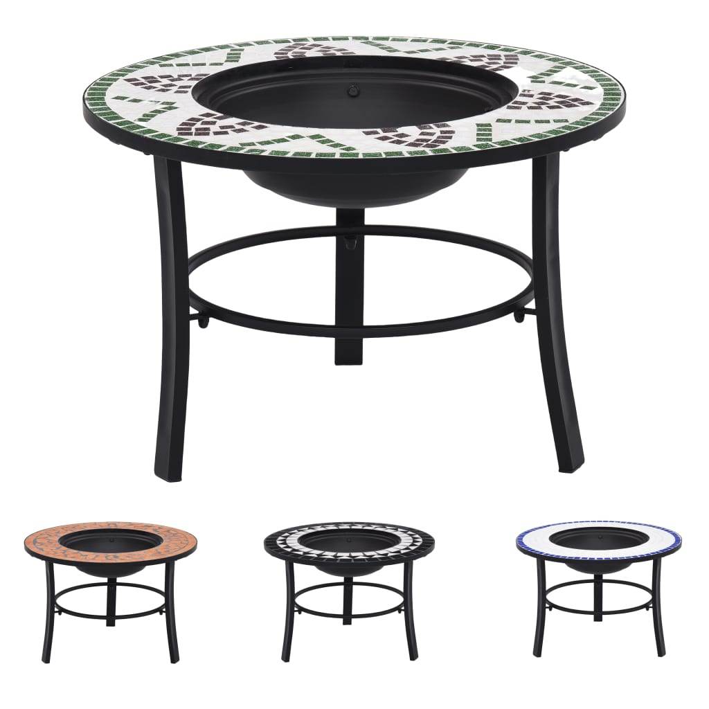 vidaXL Fire Pit Fireplace Firebowl for Camping Picnic BBQ Outdoor Ceramic - Loft&Timber