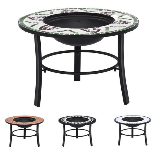 vidaXL Fire Pit Fireplace Firebowl for Camping Picnic BBQ Outdoor Ceramic - Loft&Timber