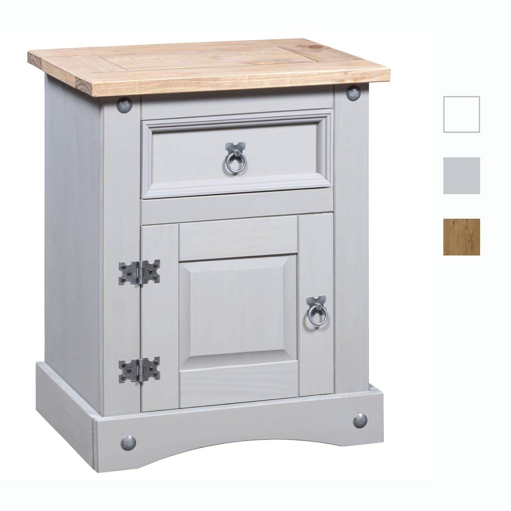 vidaXL Nightstand Storage Cabinet Table with Drawer Mexican Pine Corona Range - Loft&Timber