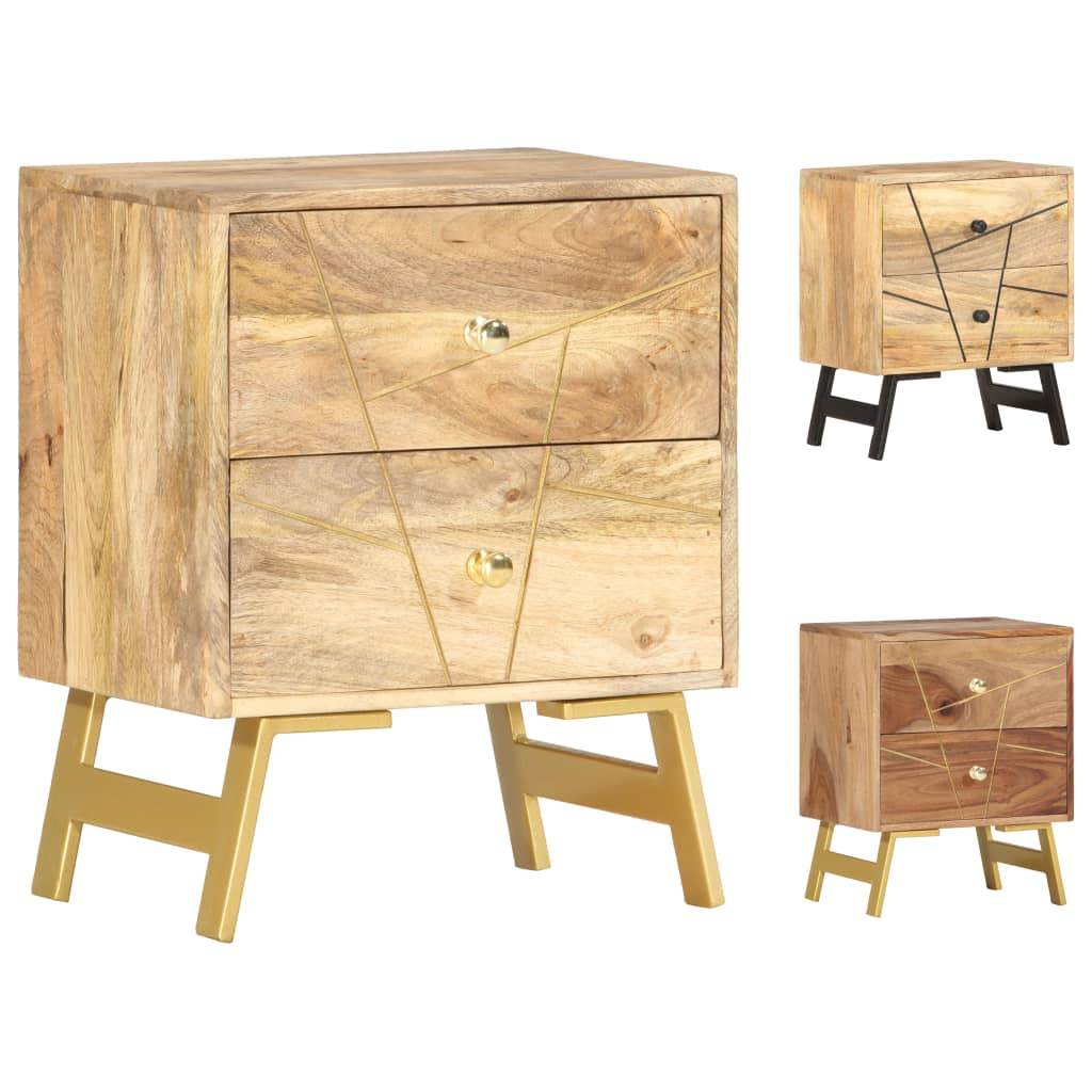 vidaXL Nightstand Storage Bedside Table for Home Bedroom Solid Wood Mango - Loft&Timber