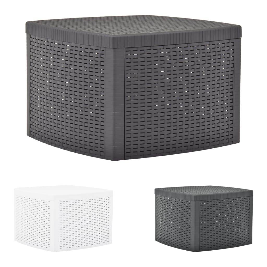 vidaXL Outdoor Side Table Garden Patio End Coffee Table with Storage Plastic - Loft&Timber