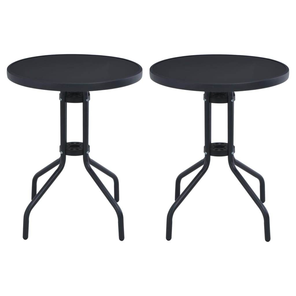 vidaXL Bistro Table Outdoor Side Table with Glass Top Garden Furniture Steel - Loft&Timber