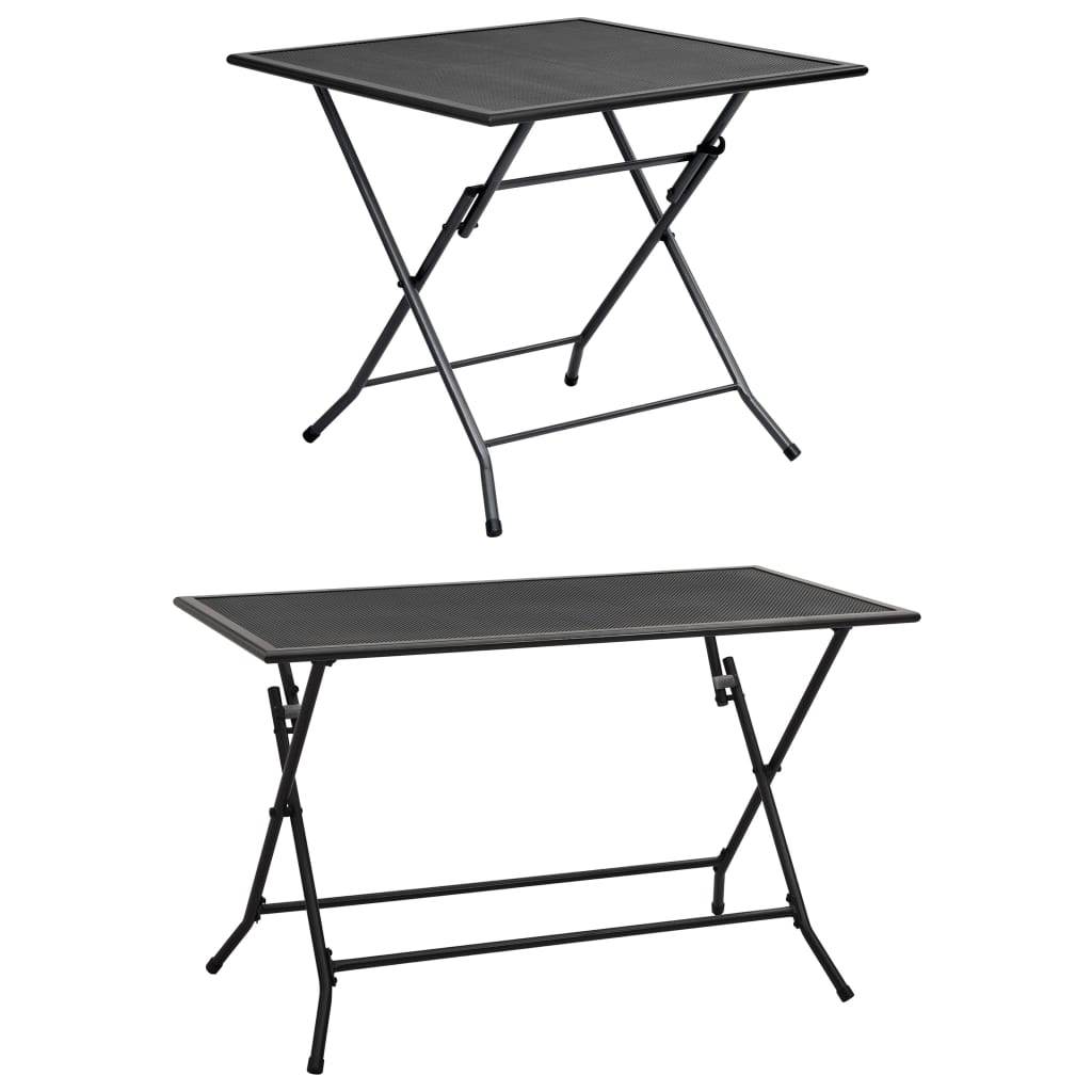 vidaXL Outdoor Dining Table Garden Patio Folding Table with Mesh Design Steel - Loft&Timber