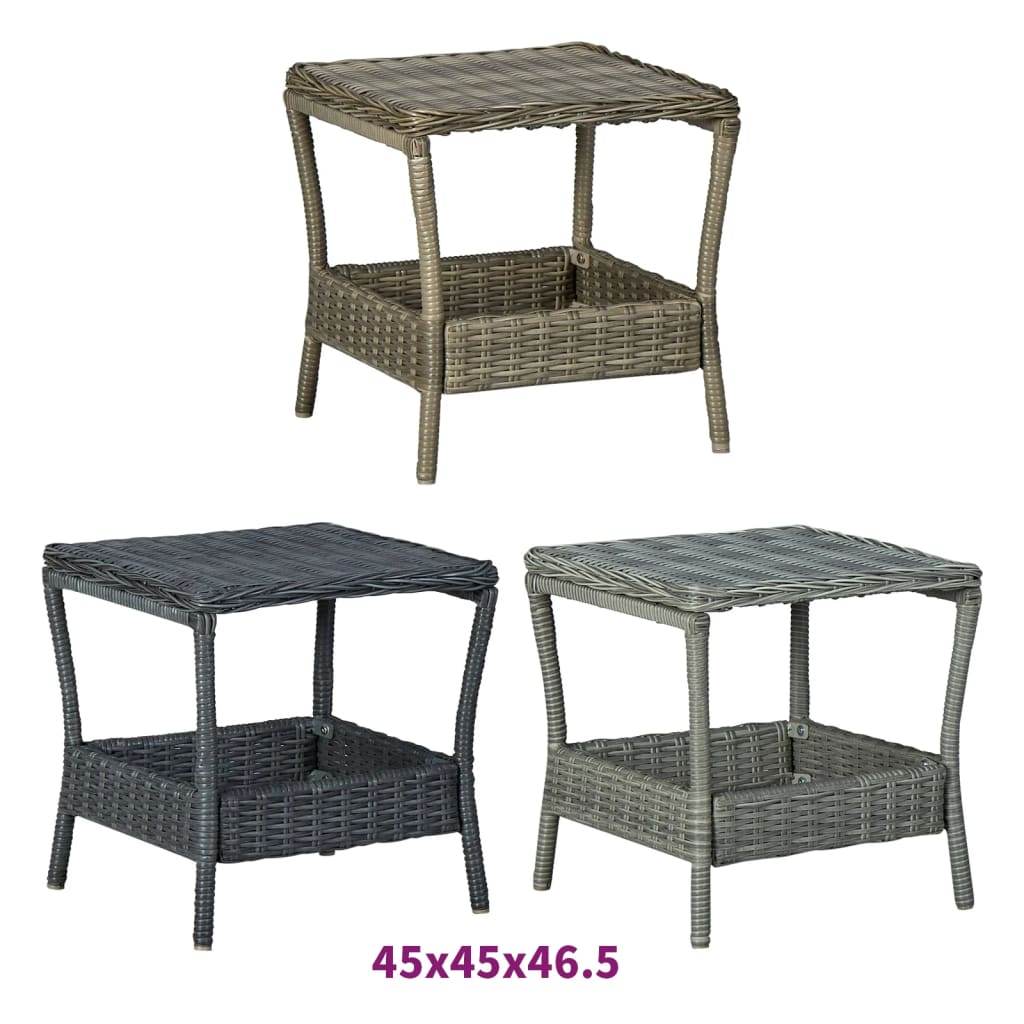 vidaXL Outdoor Side Table Garden Patio Porch End Table with Storage PE Rattan - Loft&Timber