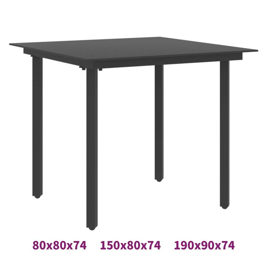 vidaXL Outdoor Dining Table Patio Table with Glass Top Garden Furniture Steel - Loft&Timber