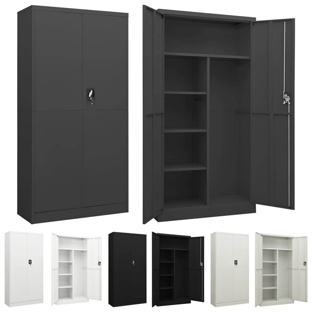 vidaXL Storage Cabinet with a Lock Storage Locker Storage Organizer Steel - Loft&Timber