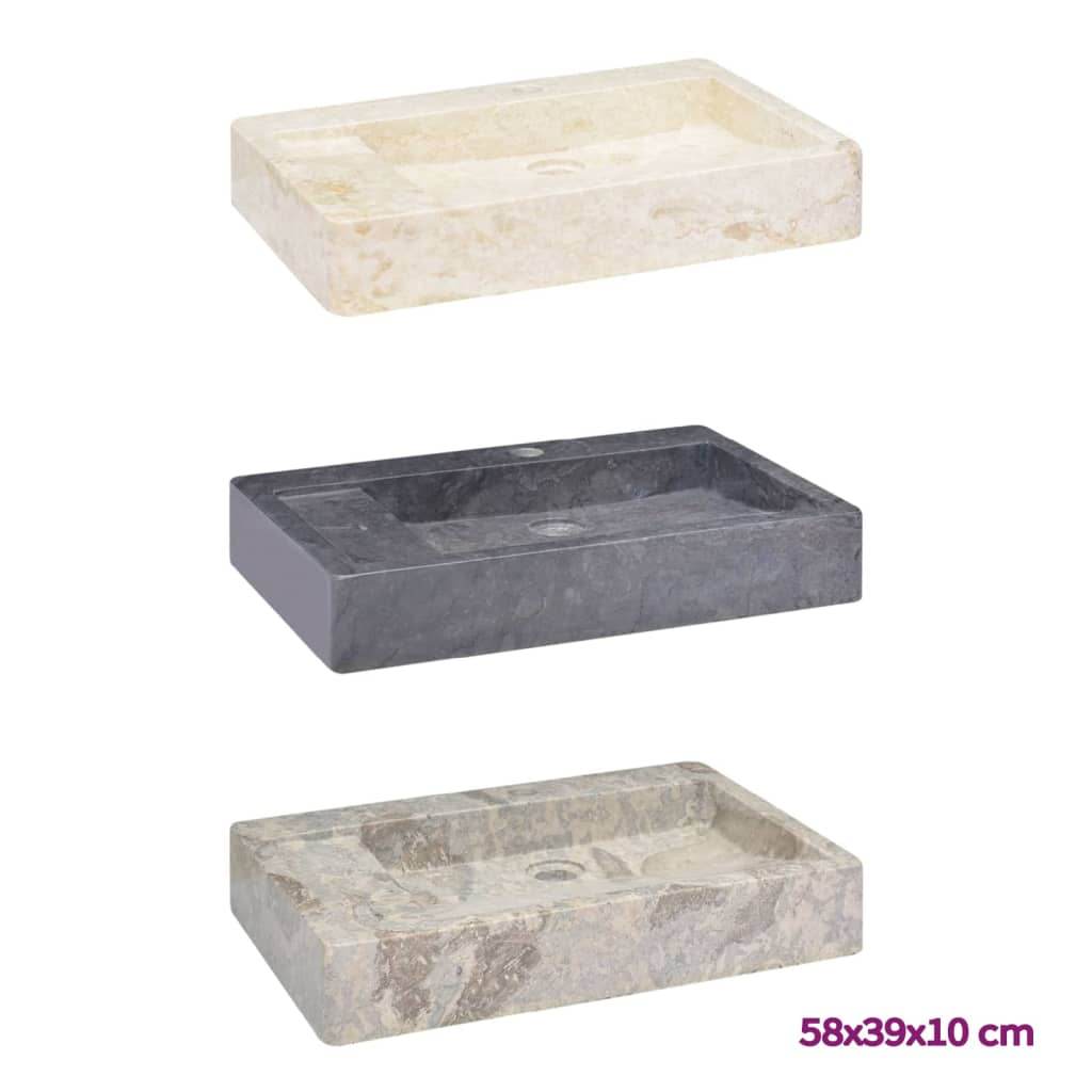 vidaXL Wash Basin Vanity Sink Small Countertop Wash Basin Bathroom Sink Marble - Loft&Timber