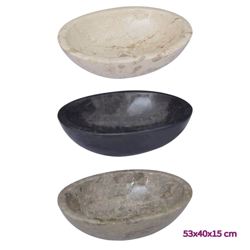 vidaXL Sink Above Counter Vanity Wash Basin Vessel Sink for Bathroom Marble - Loft&Timber