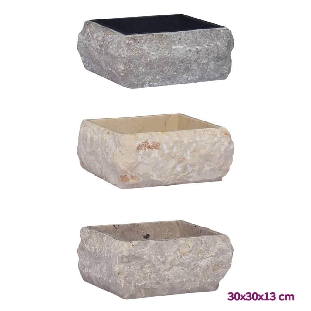 vidaXL Sink Above Counter Vanity Sink Natural Stone Basin for Bathroom Marble - Loft&Timber