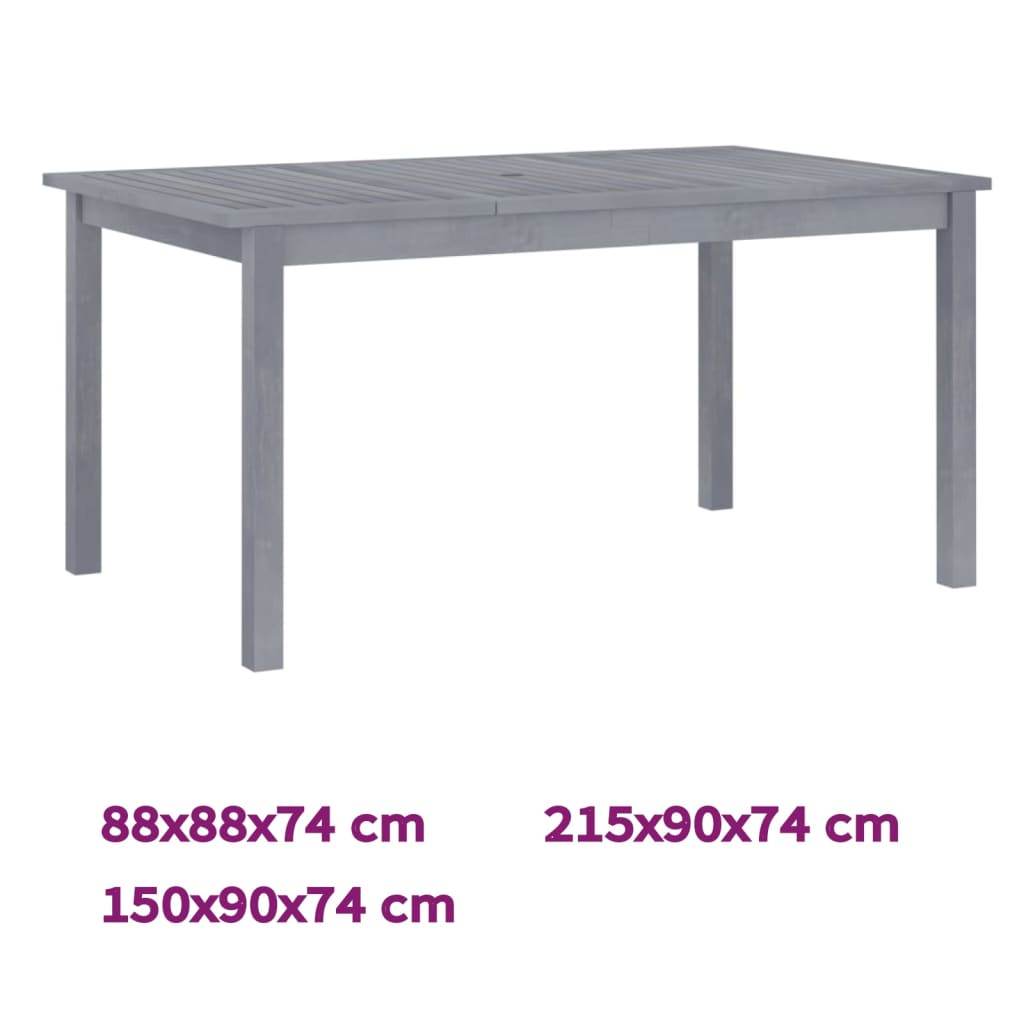 vidaXL Outdoor Dining Table Patio Table with Umbrella Hole Solid Acacia Wood - Loft&Timber