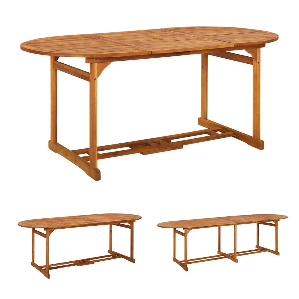 vidaXL Outdoor Dining Table Patio Table with Umbrella Hole Solid Wood Acacia - Loft&Timber