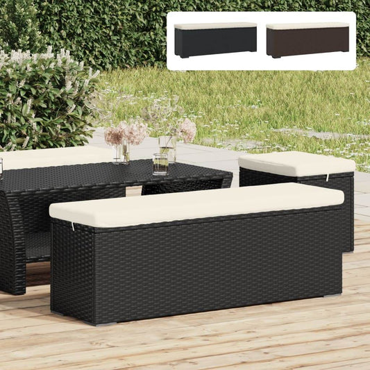 vidaXL Ottoman Bench with Cushion Outdoor Wicker Dining Bench Poly Rattan - Loft&Timber