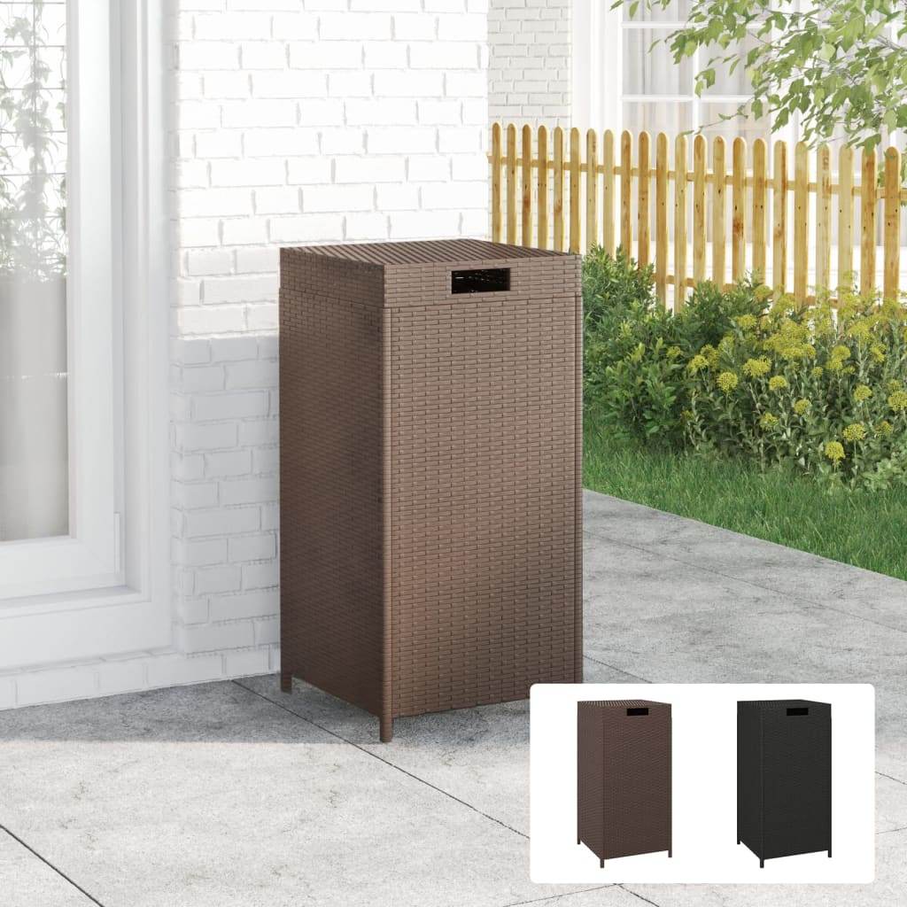 vidaXL Trash Bin Outdoor Rubbish Garbage Can with a Removable Lid Poly Rattan - Loft&Timber