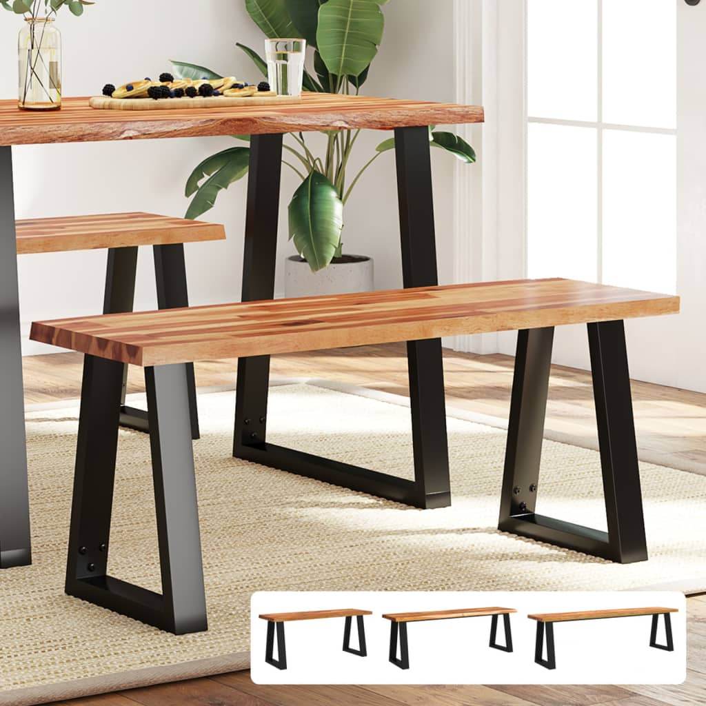 vidaXL Bench with Live Edge Dining Bench Living Room Seating Solid Wood Acacia - Loft&Timber