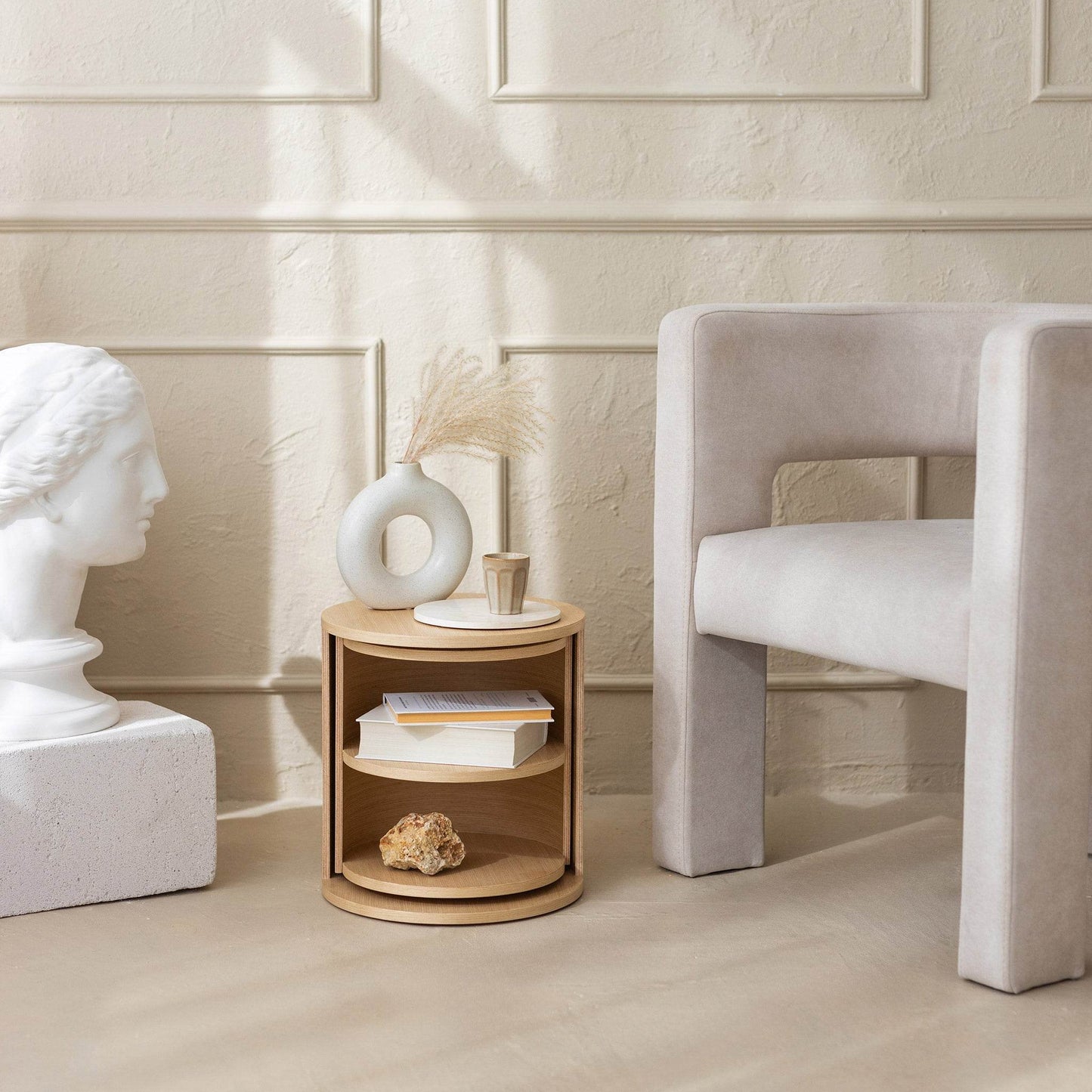 Wooden Makeup Organizer, Round Coffee Table, Nightstand - Loft&Timber