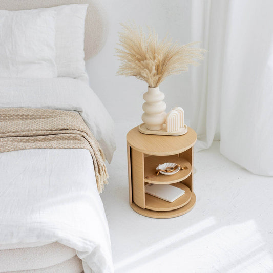 Wooden Makeup Organizer, Round Coffee Table, Nightstand - Loft&Timber