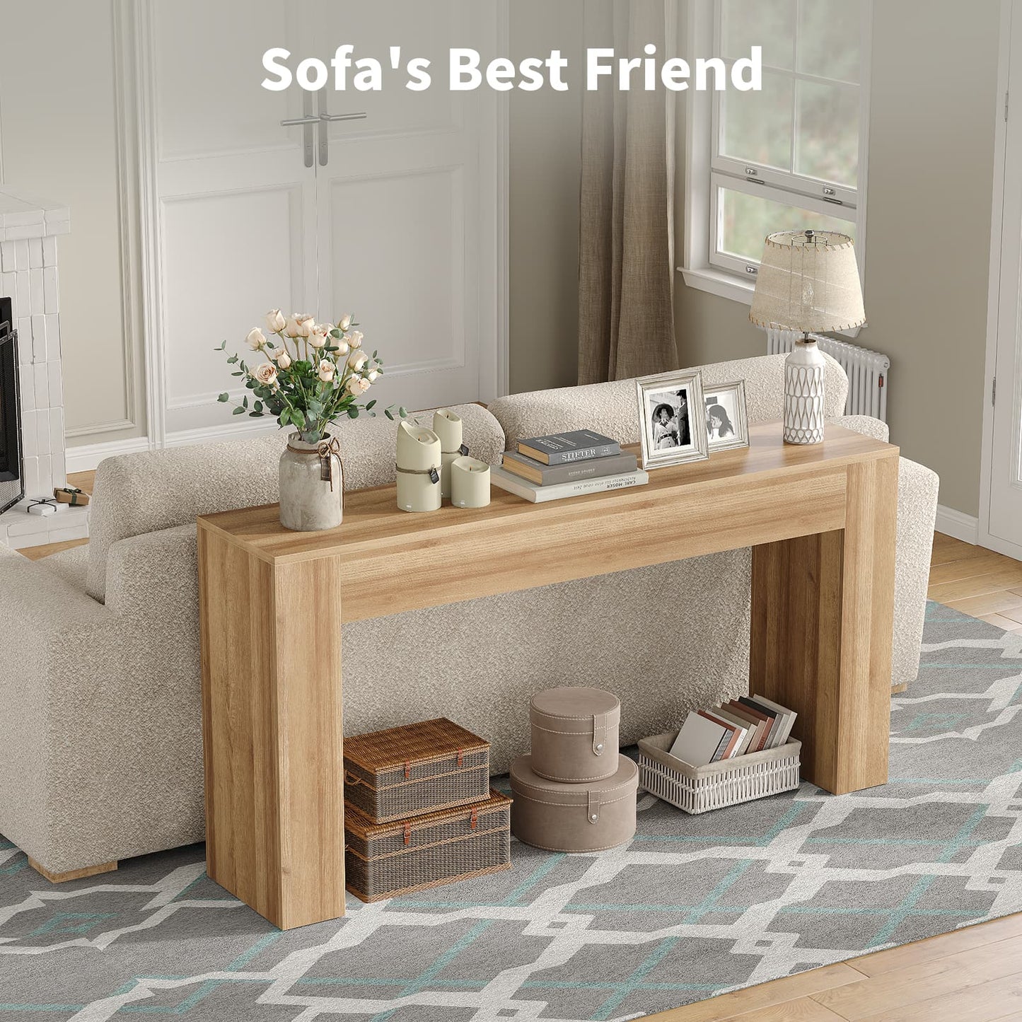 Yanosaku ST003 63" Farmhouse Console Table for Entryway & Living Room-4