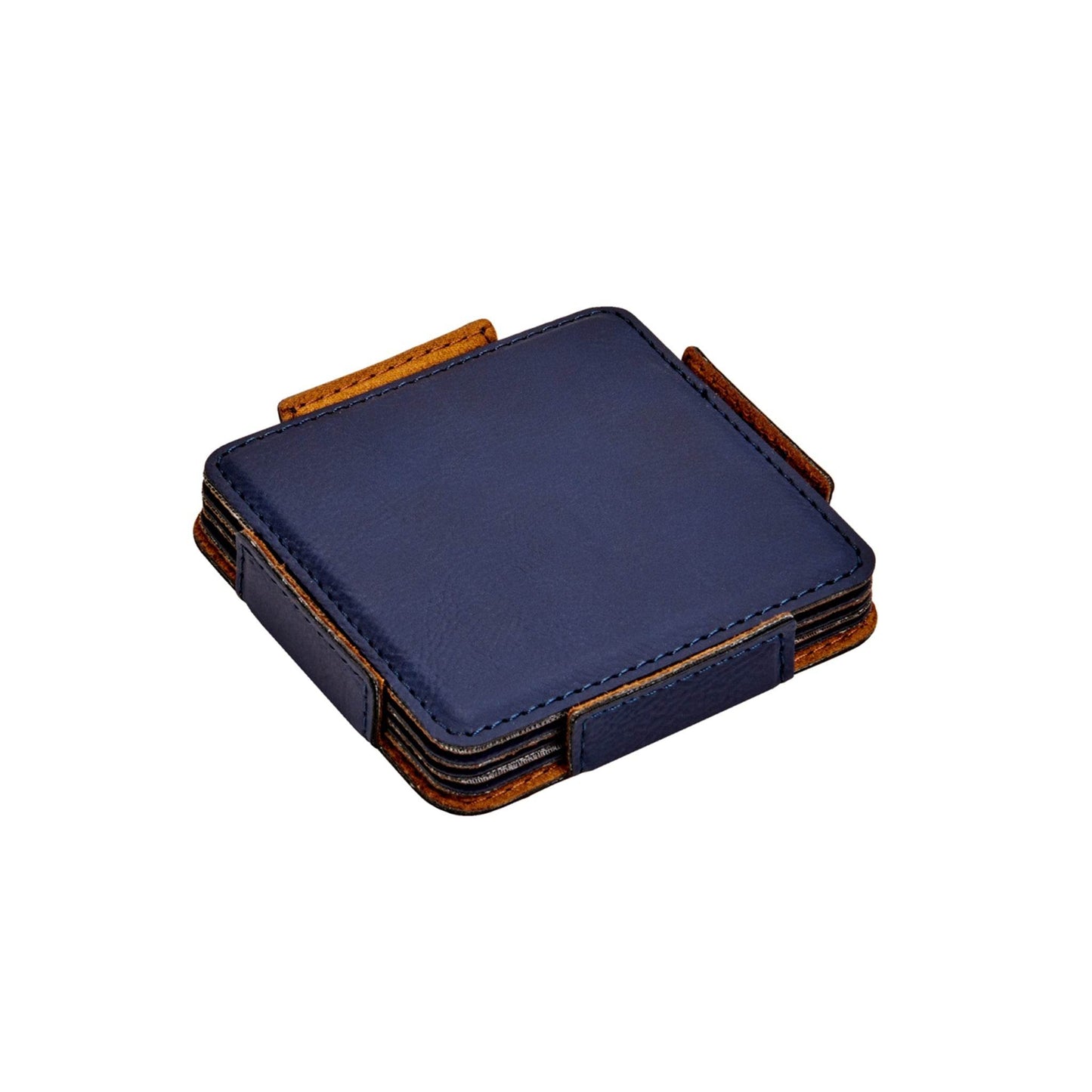Set Of 4 Leatherette Coasters - Navy - Loft&Timber