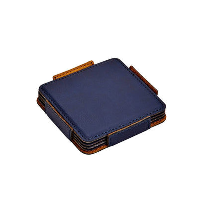 Set Of 4 Leatherette Coasters - Navy - Loft&Timber