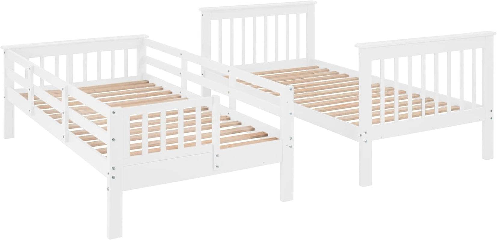 Twin over Twin Bunk Bed with Stairs, Solid Wood Bunk Bed Frame with Storage for Kids Teens Adults Bedroom Dorm - White - Loft&Timber