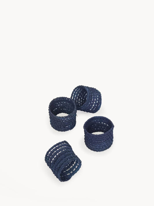 Woven Palm Fiber Napkin Ring - Indigo Blue (Set of 4) - Loft&Timber