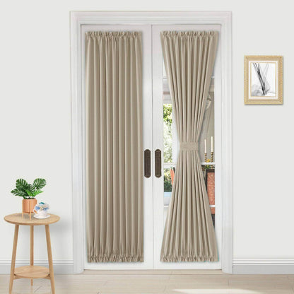 DWCN French Blackout Door Curtains, 1 Curtain Panel with Tieback - Loft&Timber