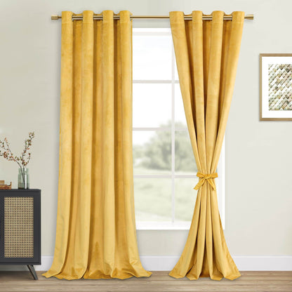 DWCN Velvet Blackout Curtains with Tiebacks, Set of 2 Panels - Loft&Timber