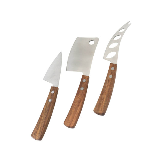 3-Piece Cheese Knife Set with Wooden Handles - Loft&Timber