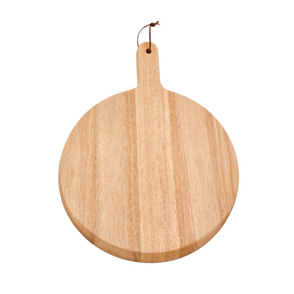 Rubberwood Pizza Board with Handle - 13.5" Diameter - Loft&Timber