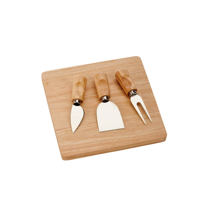 Rubberwood Cheese Cutting Board Set with 3 Tools - Loft&Timber