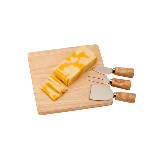 Rubberwood Cheese Cutting Board Set with 3 Tools - Loft&Timber