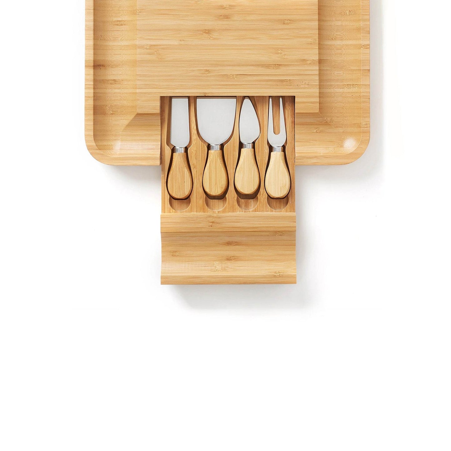 Bamboo 13'' Square Cheese Board with 4 Tools - Loft&Timber