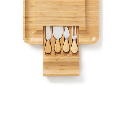 Bamboo 13'' Square Cheese Board with 4 Tools - Loft&Timber