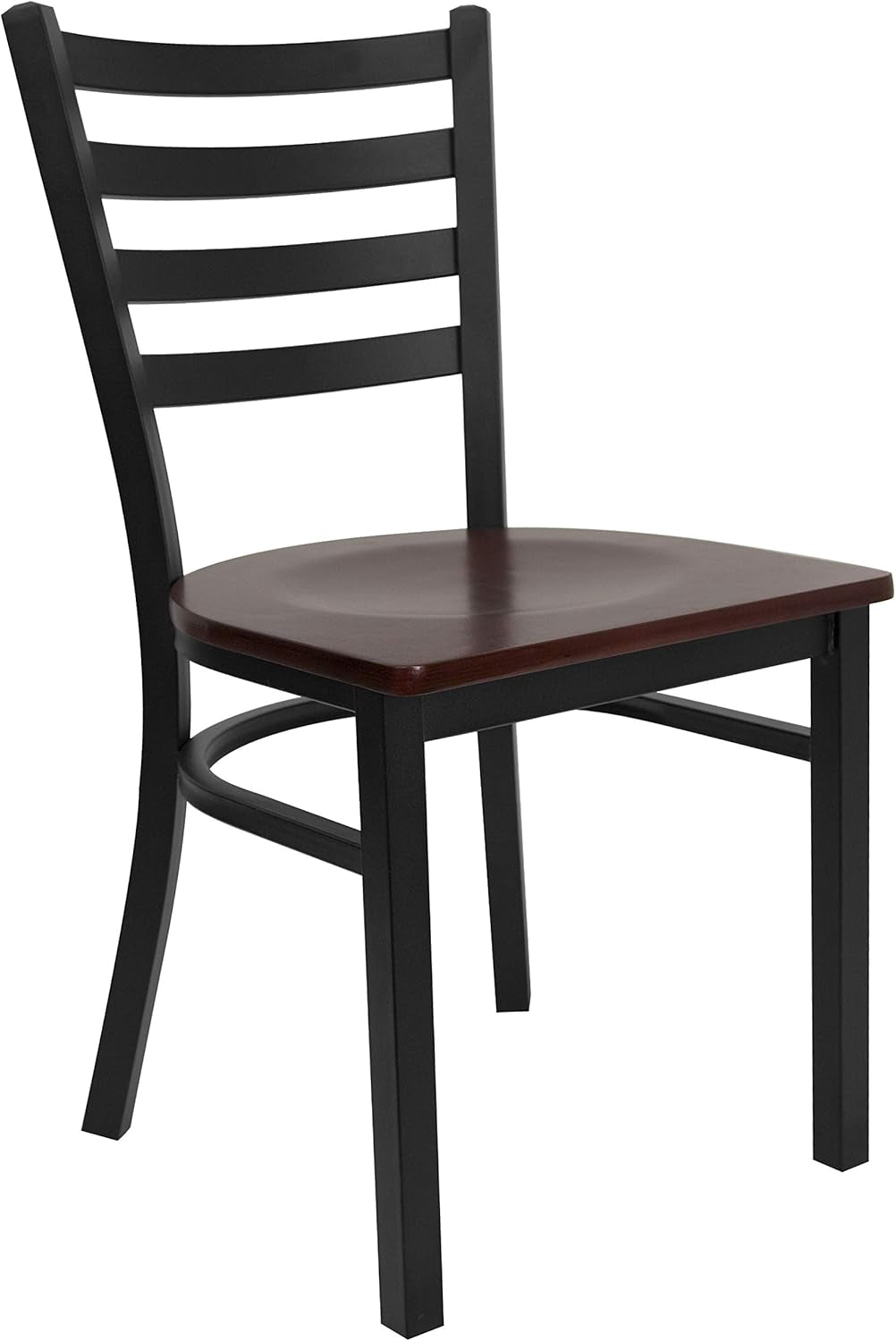 2 Pack Hercules Series Black Ladder Back Metal Dining Chair With Mahogany Seat For Restaurants-4