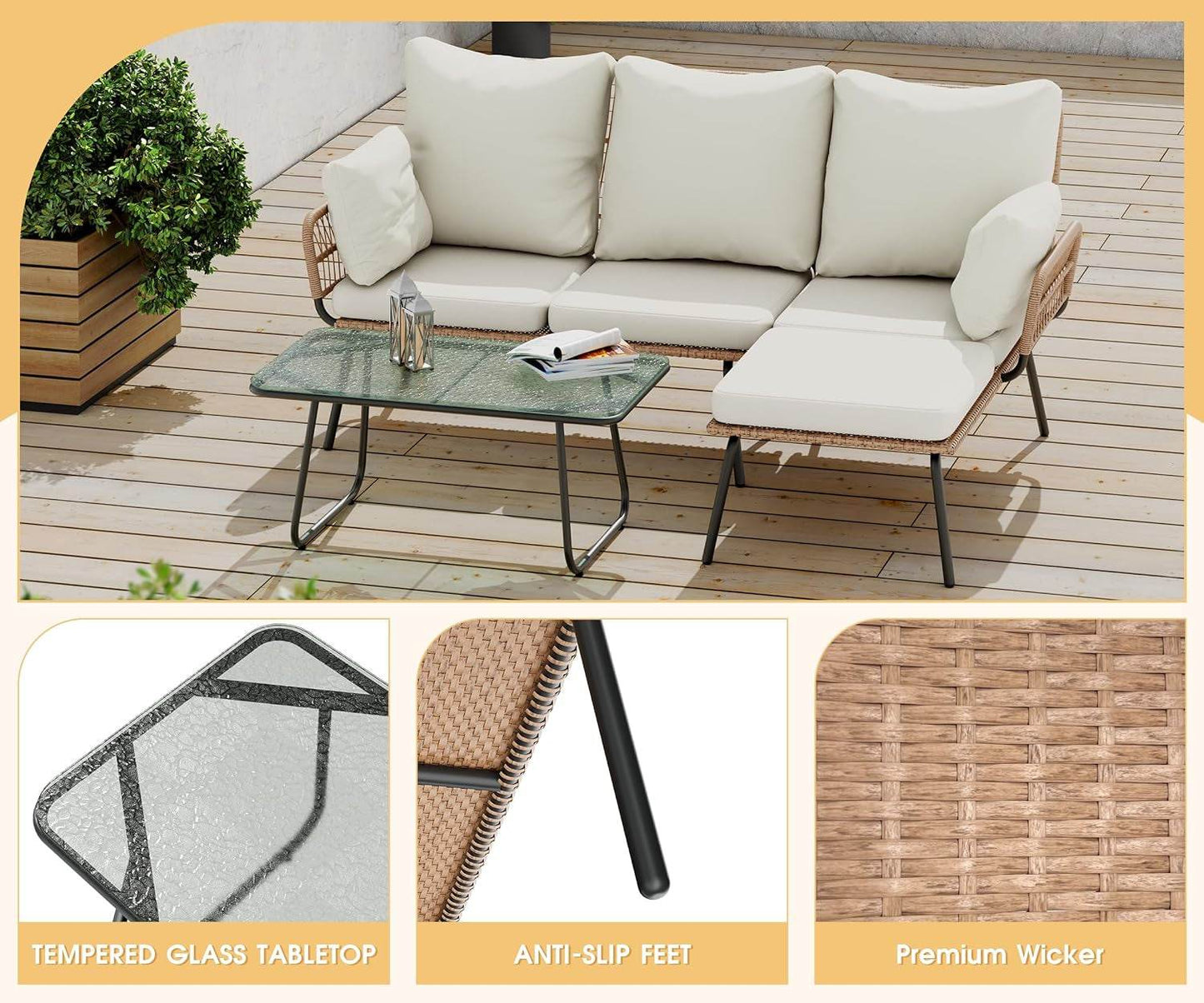 L-Shaped Outdoor Loveseat Sectional - Loft&Timber