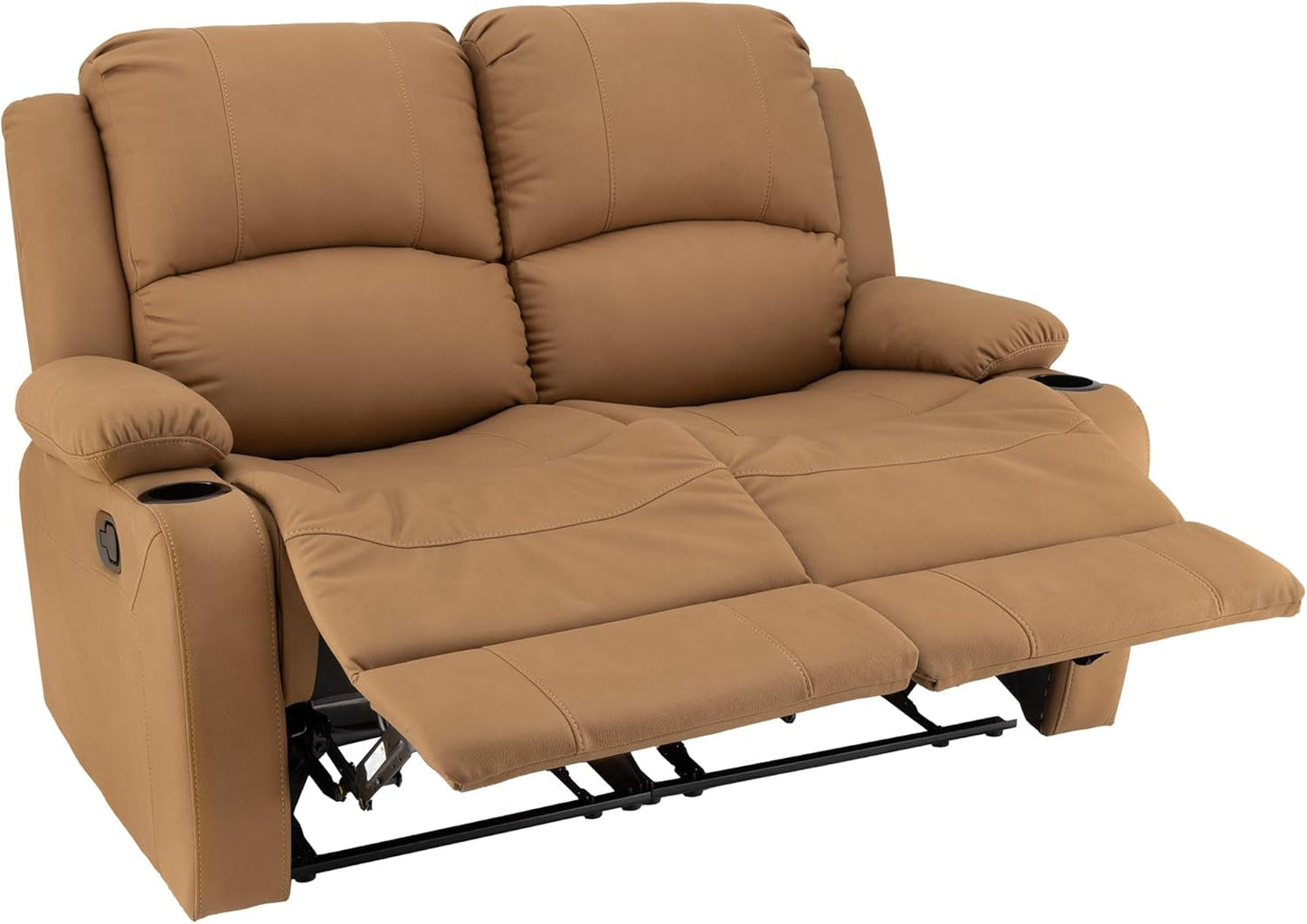 58" Wall Hugger Reclining RV Theater Seats | Double Recliner RV Sofa | RV Couch | Wall Hugger Recliner | RV Theater Seating | RV Furniture (Manual, Sand) - Loft&Timber